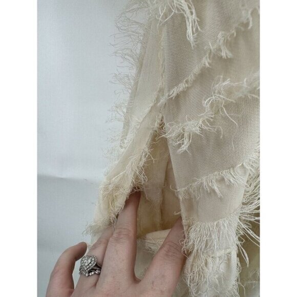 NWOT En Saison Dress Women Large Ivory Texture Stripe Bohemian Midi Cottage - Picture 8 of 12